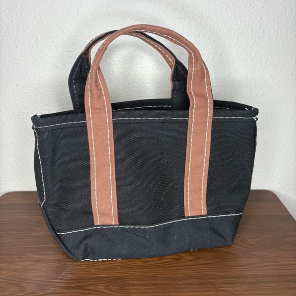 L.L.Bean Boat and Tote Small Black Brown Handles Made in USA - Picture 2 of 6